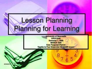 Lesson Planning Planning for Learning