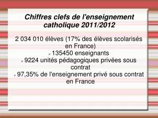 chiffres clefs de l enseignement catholique 2011 2012