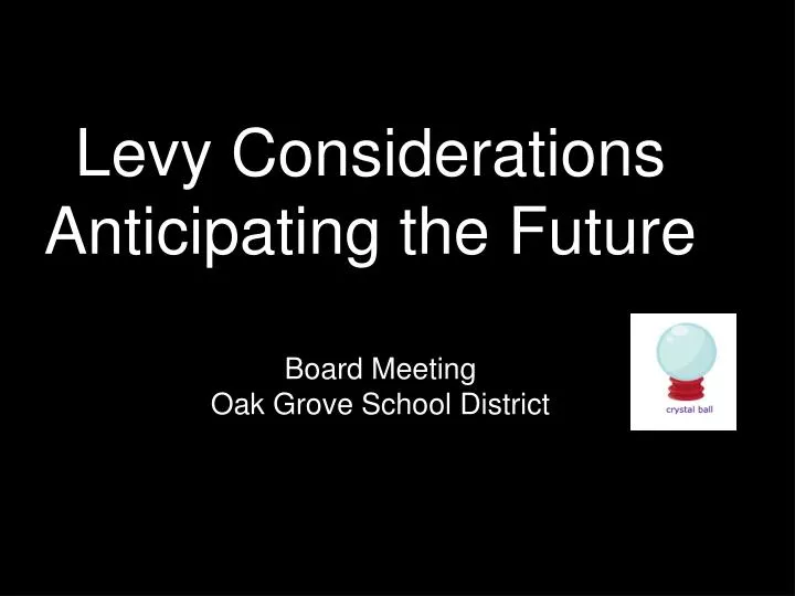 levy considerations anticipating the future