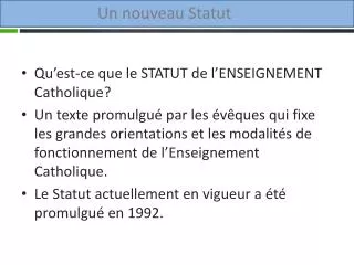 un nouveau statut