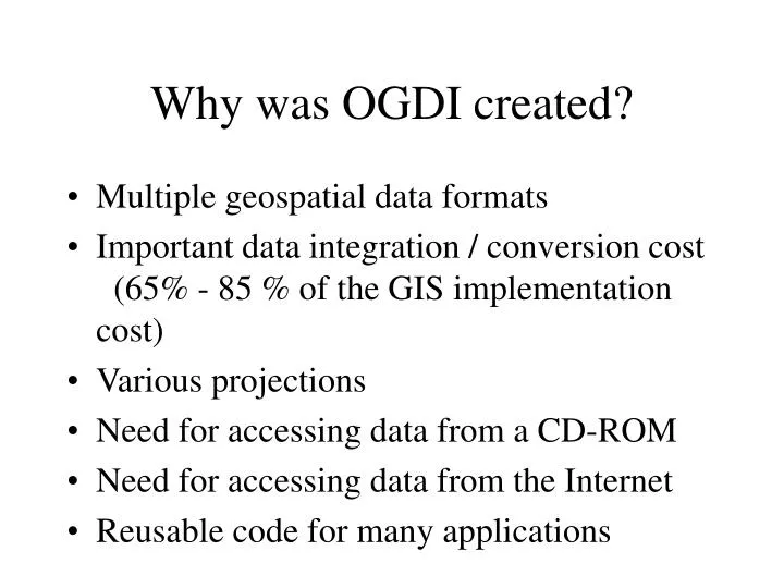 why was ogdi created