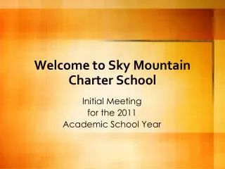Welcome to Sky Mountain Charter School