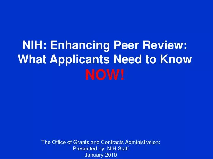 nih enhancing peer review what applicants need to know now