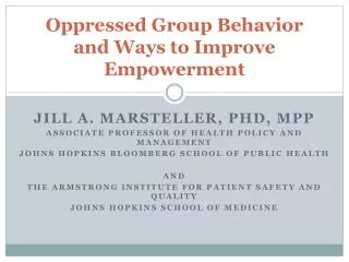 Oppressed Group Behavior and Ways to Improve Empowerment