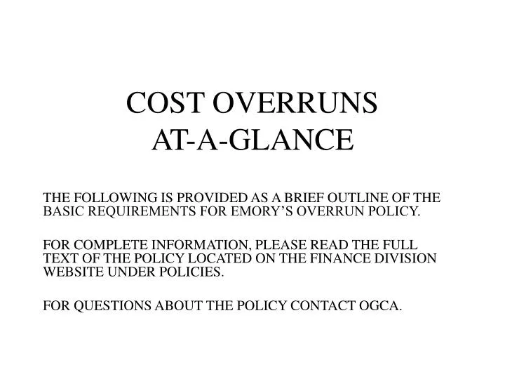 cost overruns at a glance