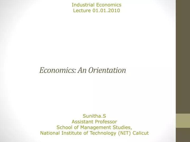 economics an orientation