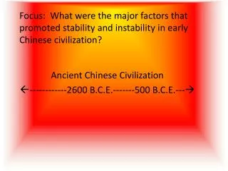Ancient Chinese Civilization ?------------2600 B.C.E.-------500 B.C.E.---?