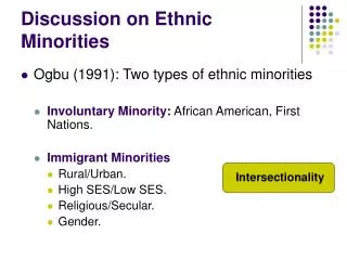 Discussion on Ethnic Minorities