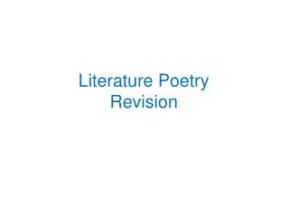 Literature Poetry Revision