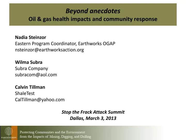 beyond anecdotes oil gas health impacts and community response