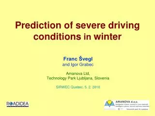 prediction of severe driving conditions in winter