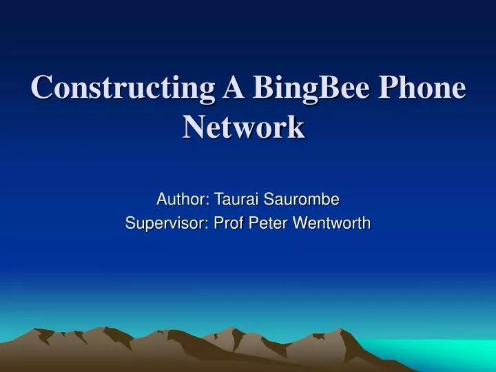 constructing a bingbee phone network