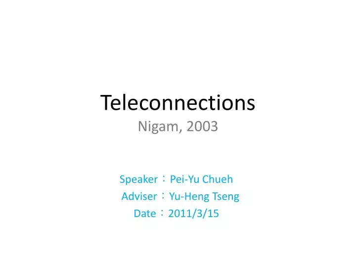 teleconnections nigam 2003