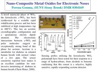 Nano-Composite Metal Oxides for Electronic Noses Perena Gouma, (SUNY-Stony Brook) DMR 0304169