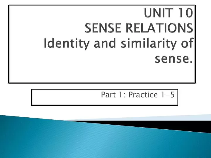 unit 10 sense relations identity and similarity of sense