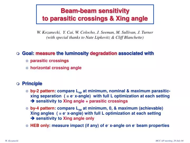 beam beam sensitivity to parasitic crossings xing angle
