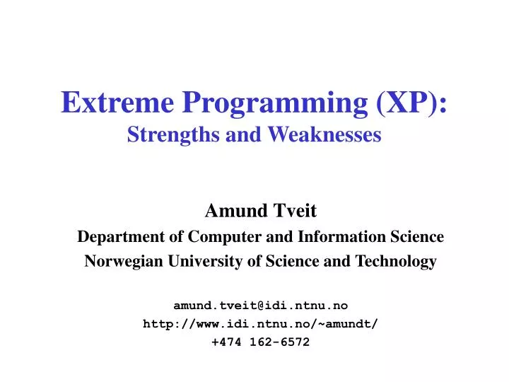 extreme programming xp strengths and weaknesses