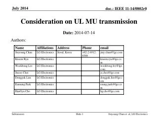 Consideration on UL MU transmission