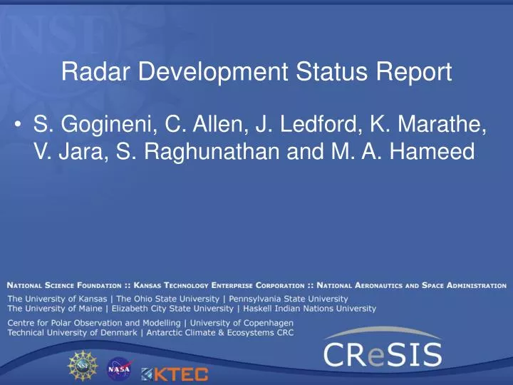 radar development status report
