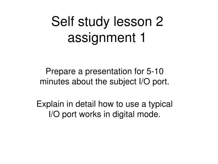 self study lesson 2 assignment 1