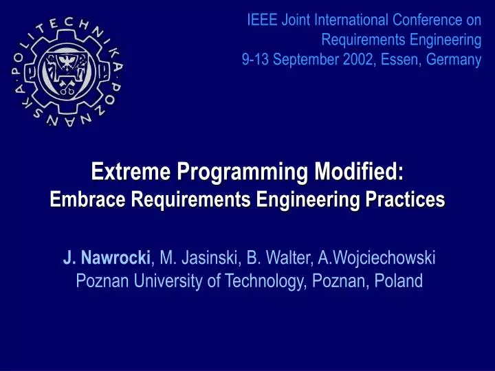 extreme programming modified embrace requirements engineering practices