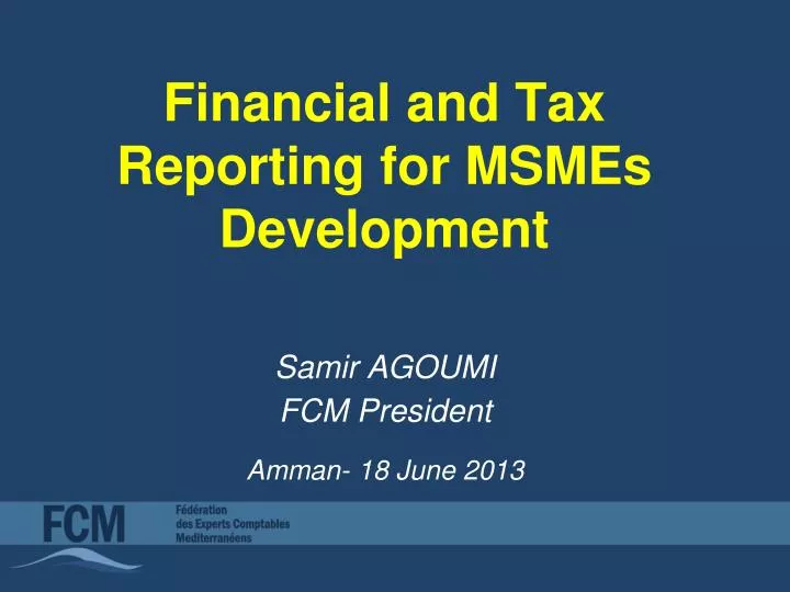 financial and tax reporting for msmes development