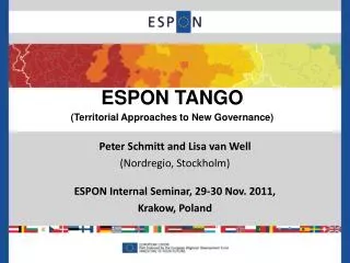 ESPON TANGO (Territorial Approaches to New Governance)