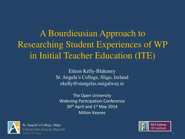 a bourdieusian approach to researching student experiences of wp in initial teacher education ite