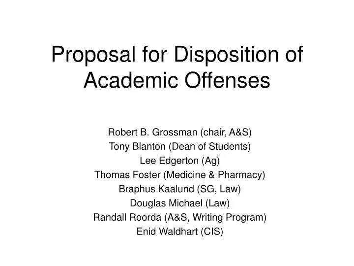 proposal for disposition of academic offenses