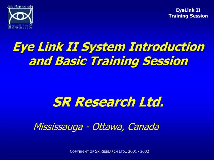 eye link ii system introduction and basic training session