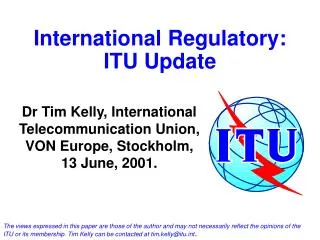 International Regulatory: ITU Update