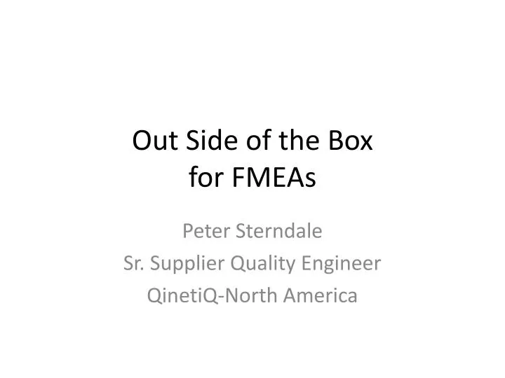 out side of the box for fmeas