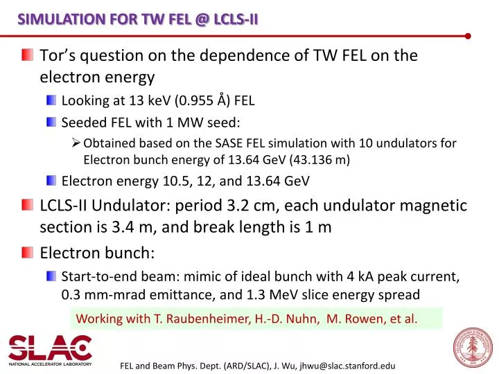 simulation for tw fel @ lcls ii
