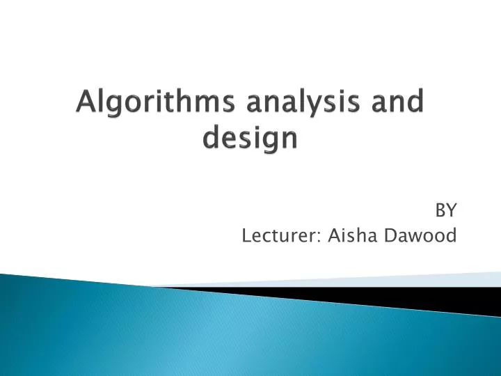 algorithms analysis and design