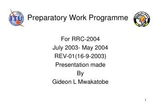 Preparatory Work Programme