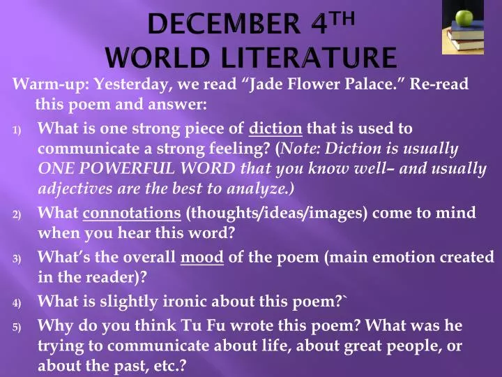 december 4 th world literature