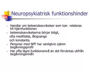 neuropsykiatrisk funktionshinder