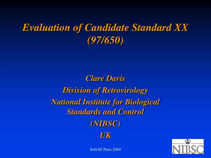 evaluation of candidate standard xx 97 650