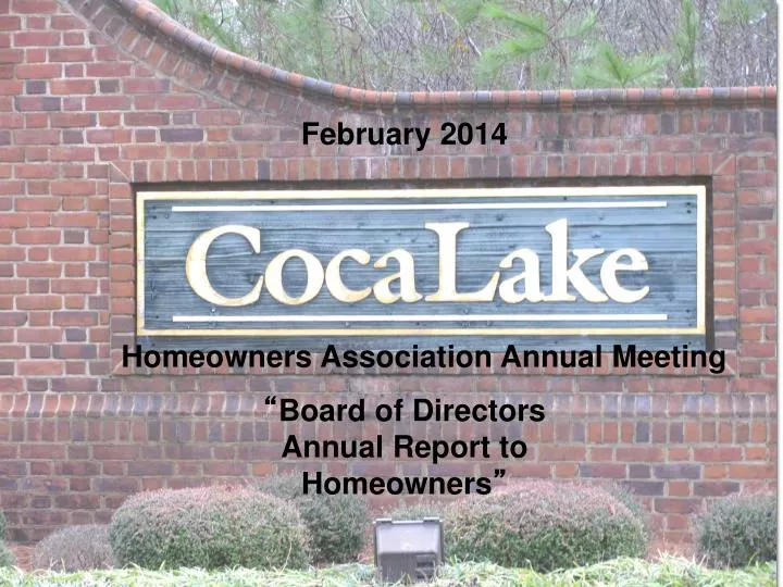 board of directors annual report to homeowners