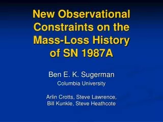 New Observational Constraints on the Mass-Loss History of SN 1987A