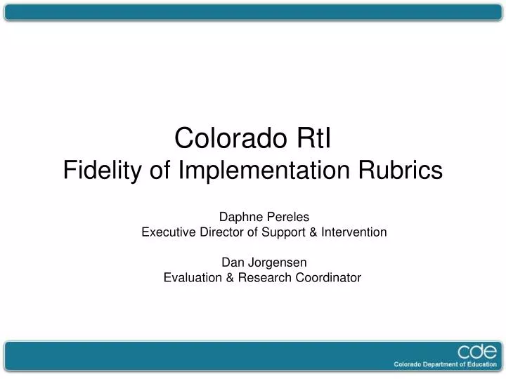 colorado rti fidelity of implementation rubrics