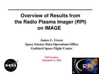 Overview of Results from the Radio Plasma Imager (RPI) on IMAGE