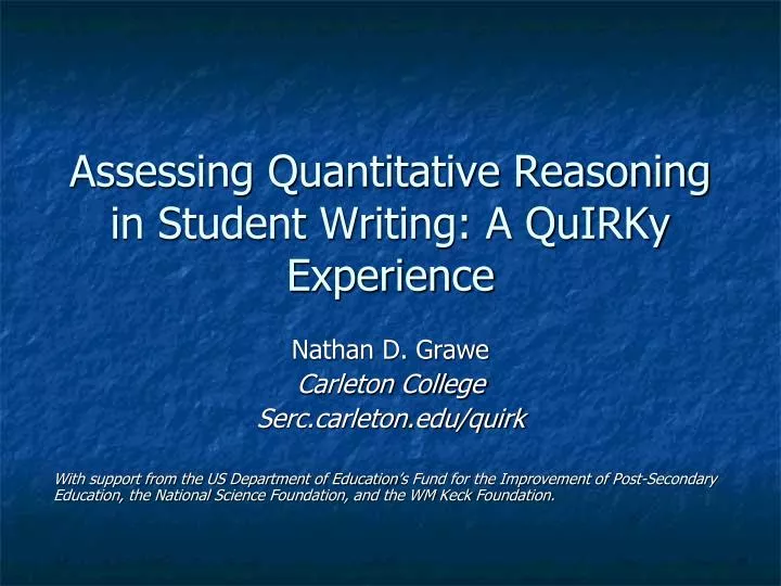 assessing quantitative reasoning in student writing a quirky experience