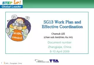 SG13 Work Plan and Effective Coordination