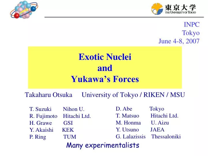 exotic nuclei and yukawa s forces