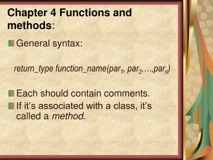 chapter 4 functions and methods