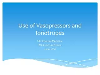 Use of Vasopressors and Ionotropes