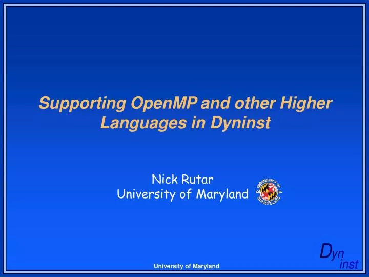 supporting openmp and other higher languages in dyninst
