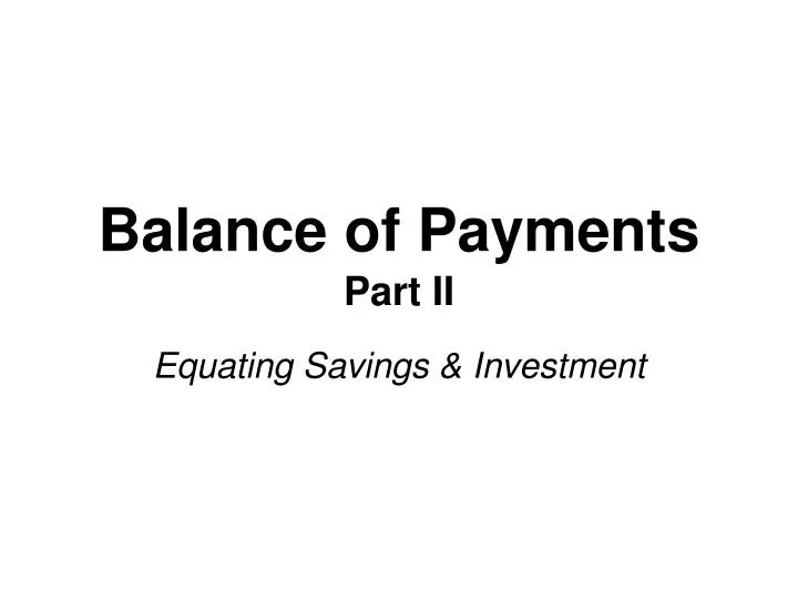 balance of payments part ii