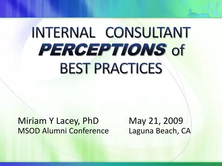 internal consultant perceptions of best practices